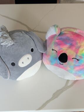 Squishmallows Gray Donkey & Rainbow Koala Plush Duo